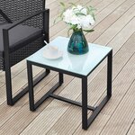 Salon de jardin extérieur ensemble de 3 meubles de jardin surface tressée pour balcon terrasse montage facile 2 canapés et 1 table noir 12_0007387