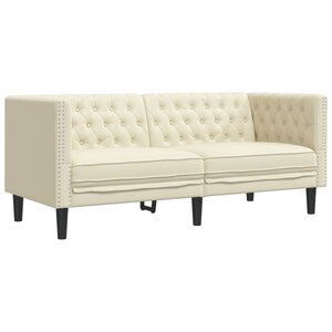 vidaXL Canapé Chesterfield 2 places crème similicuir