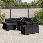 vidaXL Salon de jardin 11 Pièces avec coussins noir résine tressée