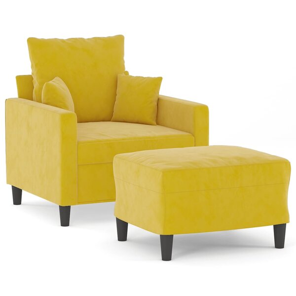 vidaXL Fauteuil avec repose-pied jaune 60 cm velours