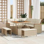 vidaXL Ensemble de canapé de jardin 8 Pièces Beige Poly rotin