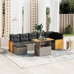 vidaXL Salon de jardin 8 Pièces avec coussins gris résine tressée