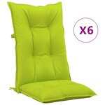 vidaXL Coussins de chaise de jardin à dossier haut lot de 6 vert vif