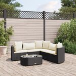 vidaXL Salon de jardin 6 Pièces avec coussins noir résine tressée