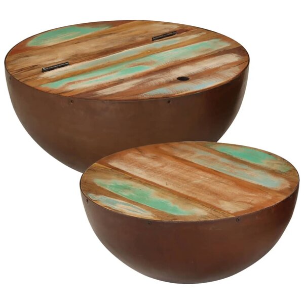 vidaXL Tables basses en forme de bol 2 Pièces bois de récupération massif