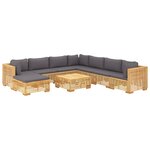 vidaXL Salon de jardin 9 Pièces avec coussins Bois de teck solide