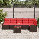 vidaXL Ensemble de canapé de jardin 7 Pièces Marron polyrotin