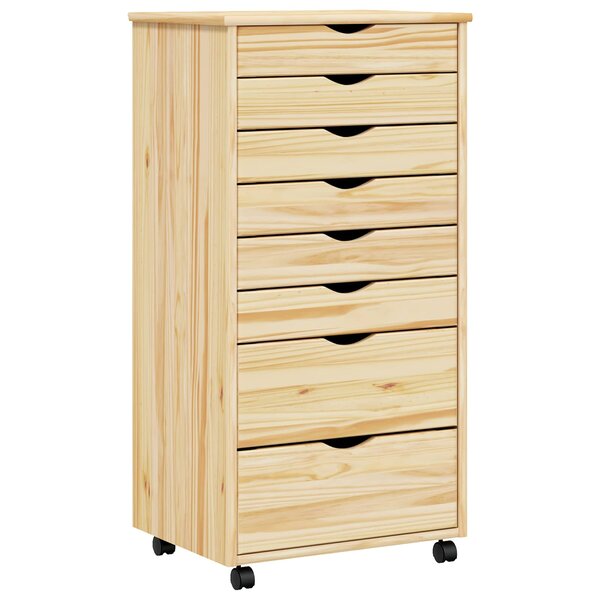 vidaXL Cabinet Roulant avec Tiroirs avec roue MOSS Vernis transparent