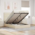 VidaXL Cadre de lit ottoman avec matelas crème 140x200 cm tissu