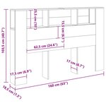 vidaXL Armoire de tête de lit chêne artisanal 160x18 5x103 5 cm