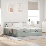vidaXL Cadre de lit ottoman avec matelas gris clair 200x200 cm velours