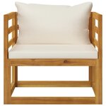 vidaXL Salon de jardin 5 Pièces avec coussin Crème Bois d'acacia solide