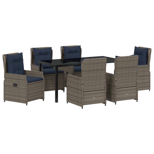 vidaXL Ensemble de mobilier de jardin 7 pièces en rattan poly gris