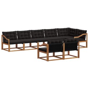 vidaXL Ensemble de canapés d'extérieur 8 Pièces Naturel et Noir