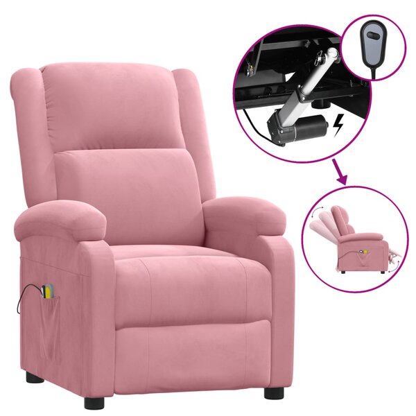 vidaXL Fauteuil électrique de massage Rose Velours