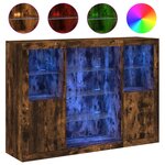 vidaXL Buffets avec lumières LED 3 Pièces chêne fumé bois d'ingénierie