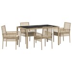 vidaXL Ensemble de salle à manger de jardin 5 pièces avec coussins beige en poly rotin
