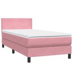 vidaXL Sommier à lattes de lit avec matelas et LED rose 90x210 cm velours