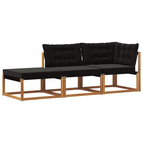 vidaXL Unités de sofa sectionnel d'extérieur 3 Pièce Naturel