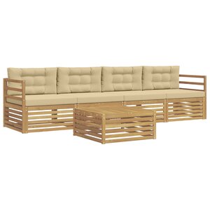 vidaXL Ensemble de canapés d'extérieur 5 pc Blanc et Beige