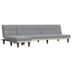 vidaXL Canapé-lit en forme de L gris clair 255x140x70 cm tissu