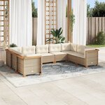 vidaXL Salon de jardin avec coussins 9 Pièces beige résine tressée