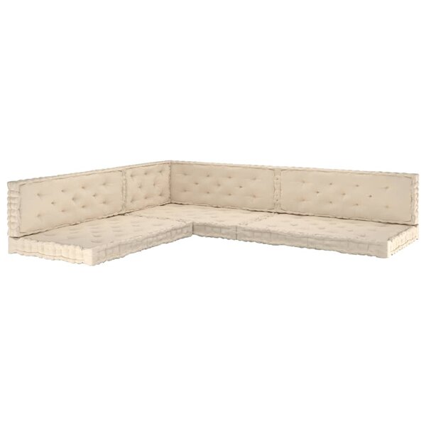 vidaXL Coussins de plancher de palette 7 Pièces Beige Coton