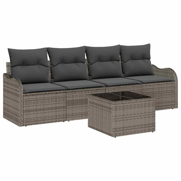 vidaXL Ensemble de canapés de jardin 5 pièces avec des coussins gris en rotin synthétique