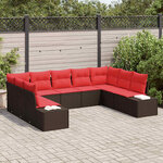 vidaXL Ensemble de canapé de jardin 9 Pièces Marron polyrotin