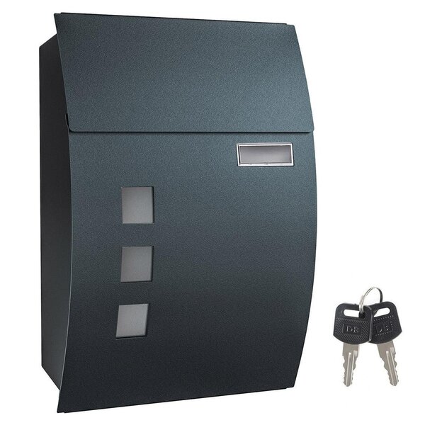 Boîte aux lettres murale avec fenêtres de visualisation emplacement pour nom 2 clés facile à installer gris anthracite 12_0001643