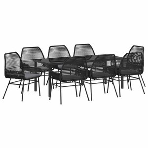 vidaXL Ensemble de salle à manger pour jardin 9 Pièces Noir polyrotin