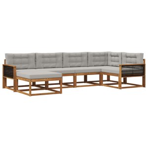 vidaXL Ensemble de canapés d'extérieur 6 Pièces Naturel et Gris clair