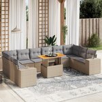 vidaXL Salon de jardin 11 Pièces avec coussins beige résine tressée