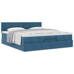 vidaXL Cadre de lit ottoman avec matelas bleu foncé 200x200 cm velours