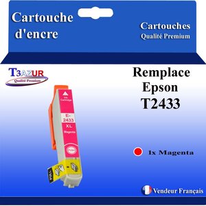 T3AZUR- Cartouche Compatible avec Epson T2433 T2423 T24XL Magenta