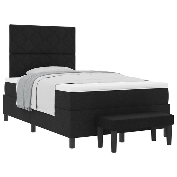 vidaXL Lit à ressorts avec matelas Noir 120 x 200 cm tissu