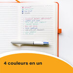 Bic 4 Couleurs Shine Lot de 3 Stylos Bille Rétractables - Pointe 1 mm - Trait 0 4 mm - Encre à l'huile - Corps Or/Blanc - 4 Couleurs