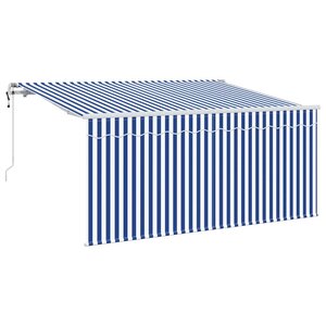 vidaXL Auvent Rétractable Bleu et Blanc 300 x 200 cm