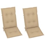 vidaXL Chaises de jardin 2 Pièces avec coussins beige Bois de teck massif