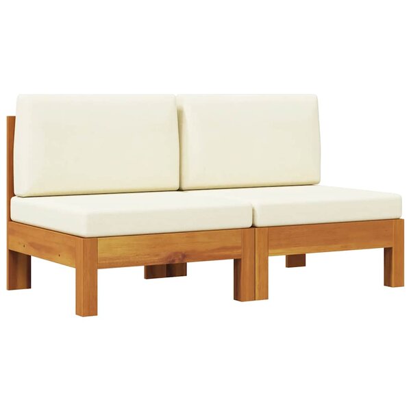 vidaXL Canapés centraux 2 Pièces avec coussins blanc crème Acacia solide
