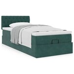 vidaXL Cadre de lit ottoman avec matelas vert foncé 90x200 cm velours