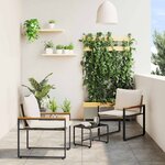 vidaXL Ensembles de meubles 3 Pièces Beige et blanc crème Rotin