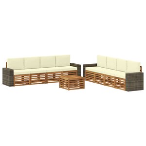 vidaXL Ensemble de canapés d'extérieur 9 pc Naturel et Crème