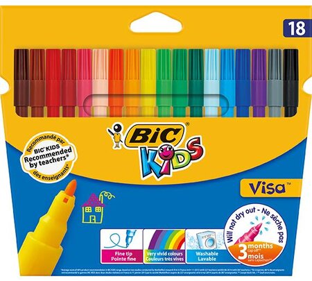 Etui de 18 feutres KIDS COULEUR Pte Moy. bloquée 18 couleurs BIC - La Poste