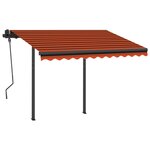 vidaXL Auvent rétractable automatique et poteaux 3x2 5 m Orange marron