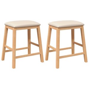 vidaXL chaises de bar avec coussins 2 Pièces bois massif d'hévéa