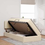 vidaXL Lit avec rangement et LED avec matelas Crème 90 x 190 cm tissu