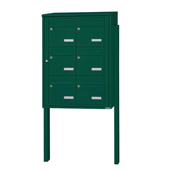 Bloc collectif Leabox  2x3  grade 3  simple face  extérieur  fixation sur pieds à sceller  vert mousse ral 6005 finition brillante