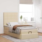 vidaXL Lit ottoman avec matelas et LED crème 90x200 cm tissu