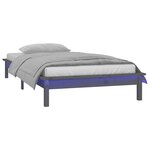 vidaXL Cadre de lit à LED sans matelas gris 90x200 cm bois massif